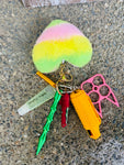 Heart Defense Keychain: Pink/ Yellow/ Green