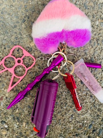 Heart Defense Keychain: Pink/ Purple/ White
