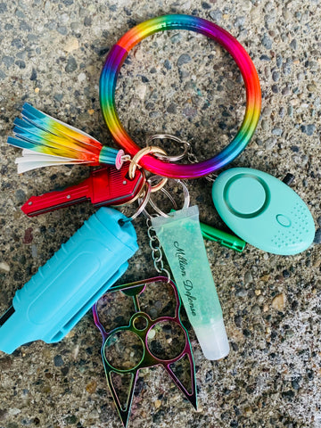 Tassle Defense Keychain: Rainbow