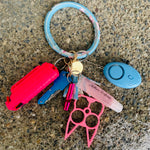 Tassle Defense Keychain: Pink Flowers