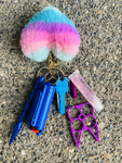 Heart Defense Keychain: Blue/ Pink/ Purple